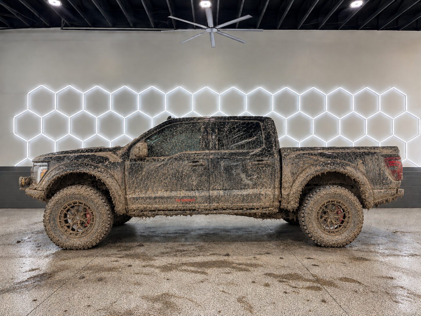 Dirty muddy truck before detailing service